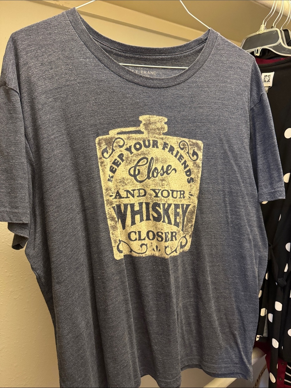 Men’s Lucky Brand Heather Blue Short-Sleeve Tee with Vintage Whiskey Graphic